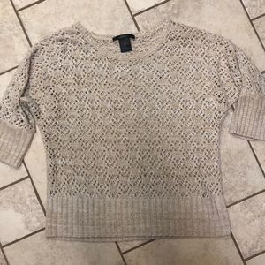 Cream tan color metallic open knit sweater size L